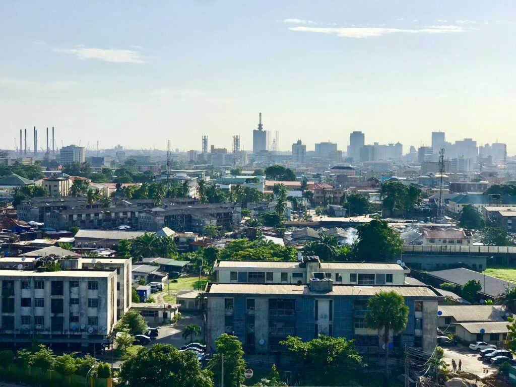 Aerial view of Lagos buildings