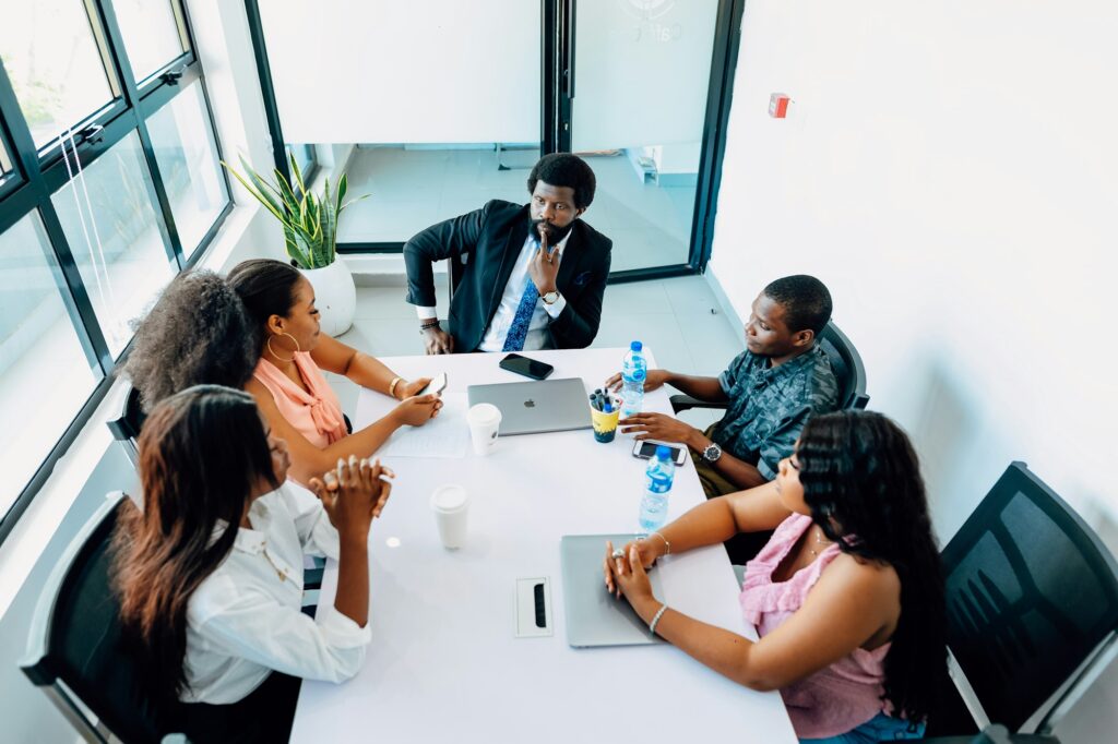 Advisory team meeting in a Lagos office